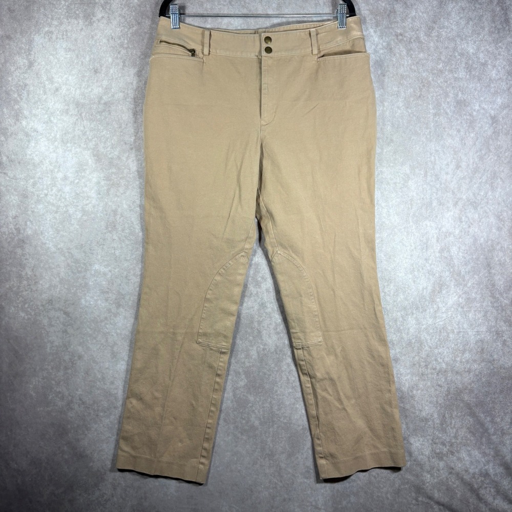 Lauren Ralph Lauren Pants Womens 14 Tan Equestrian Riding Knee Patch Stretch